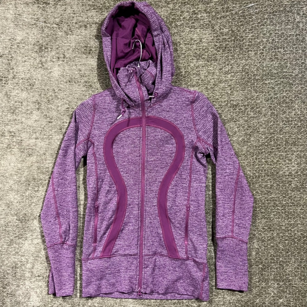 Lululemon Stride Full Zip Hoodie Womens Size 4 Purple Heathered Thumbholes